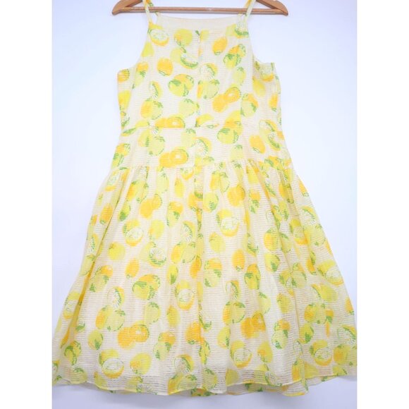 Ann Taylor Petite Lemon Sundress Size 10P Strap Babydoll Fabric Lined Summer - Picture 1 of 9